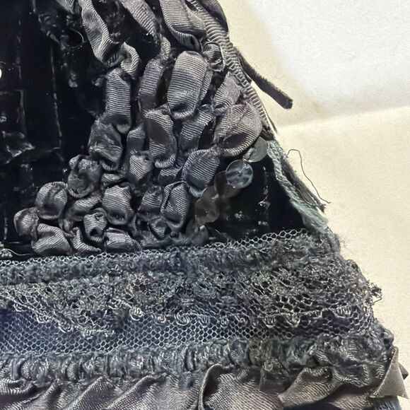 Vintage Sachi New York Black Long Cardigan Coat Beaded Lace Embellished - Picture 8 of 14